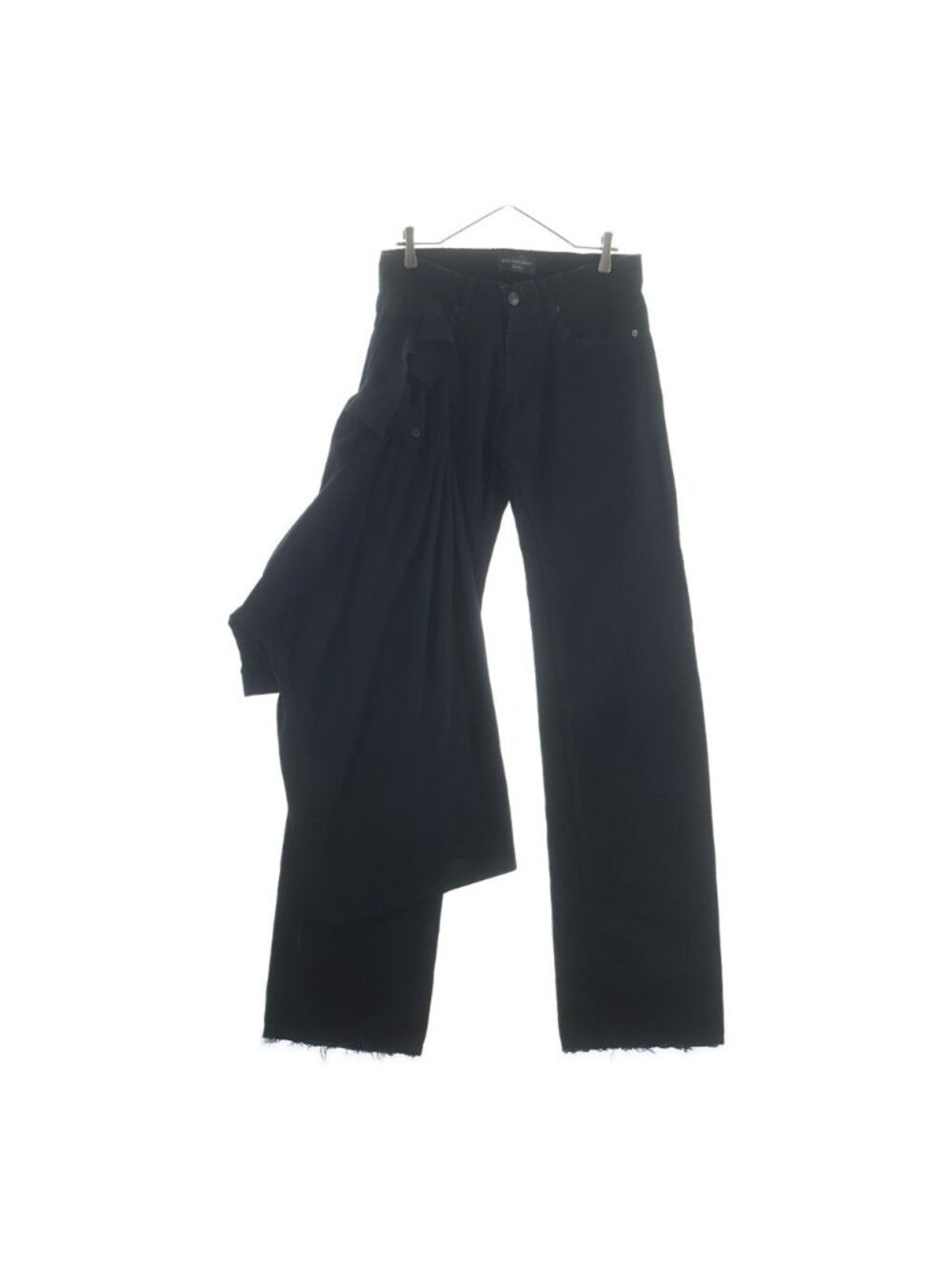 Balenciaga Layered Polo Shirt Docking Process Distressed Baggy Denim Pants Black